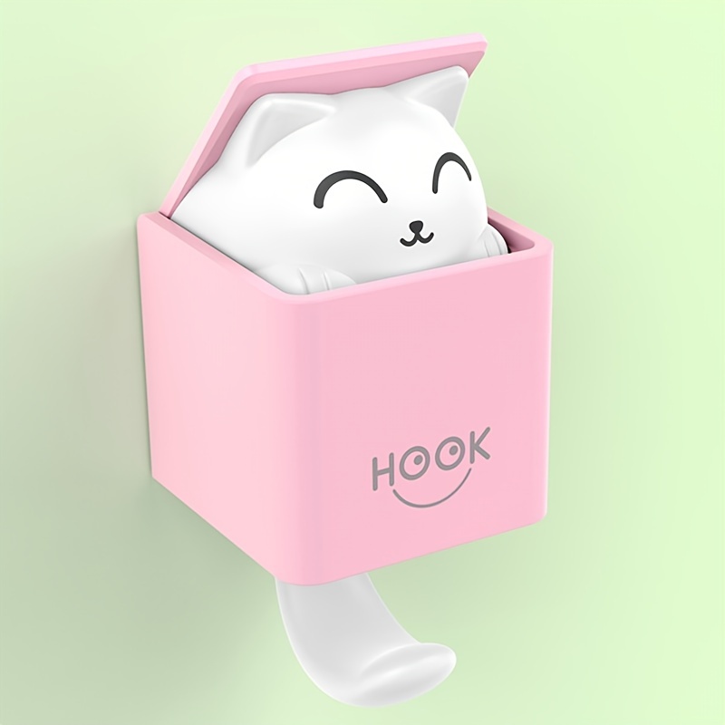 Creative Cute Cat Hook Capacity Punch free Strong Adhesive - Temu