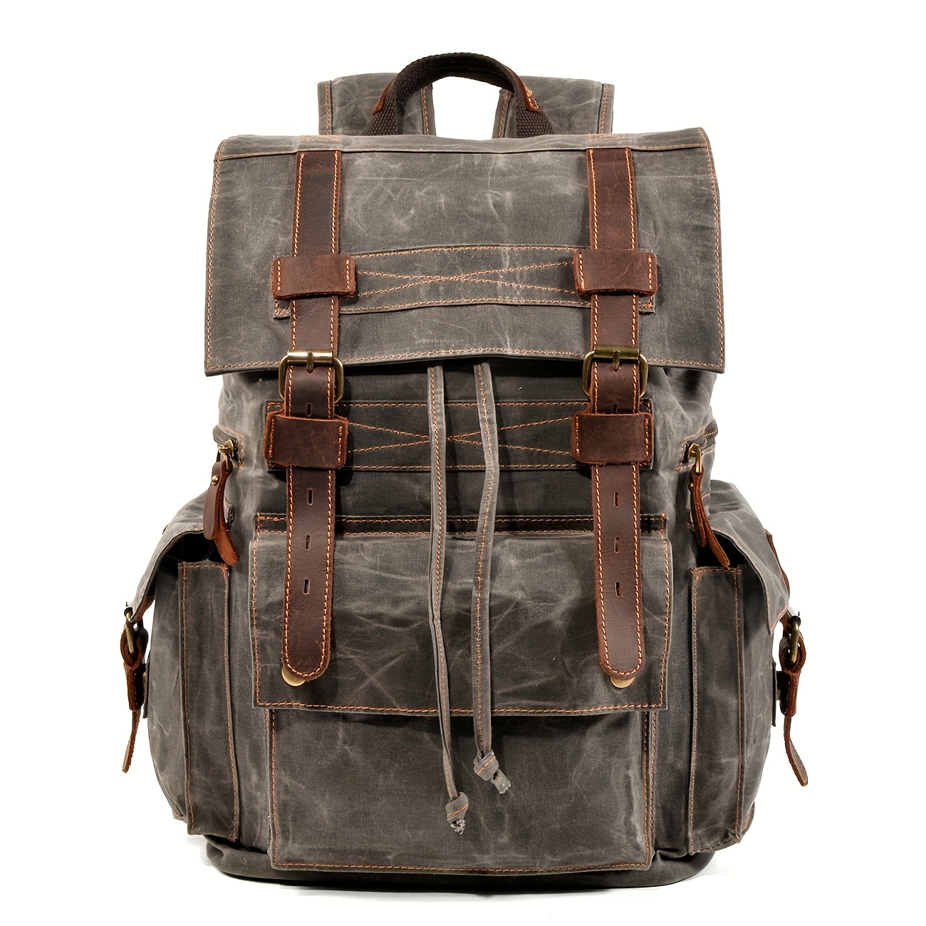 Vintage Canvas Leather Backpack Hiking Daypacks Laptop Backpacks Unisex Casual  Rucksack YD5191-1