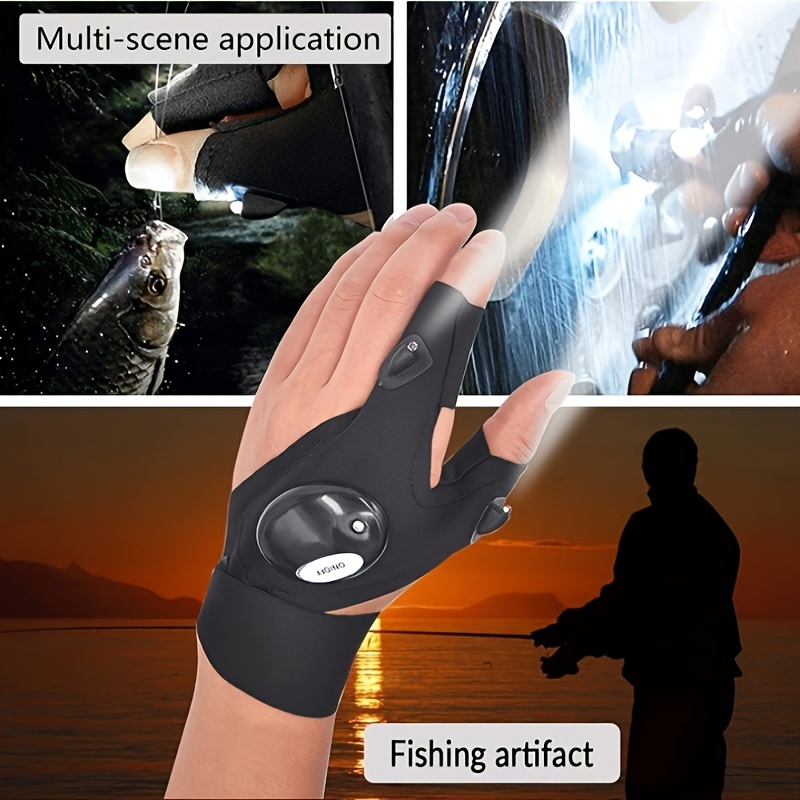1Pair Outdoor Fishing Gloves LED Night Lighting Work Fishing Half