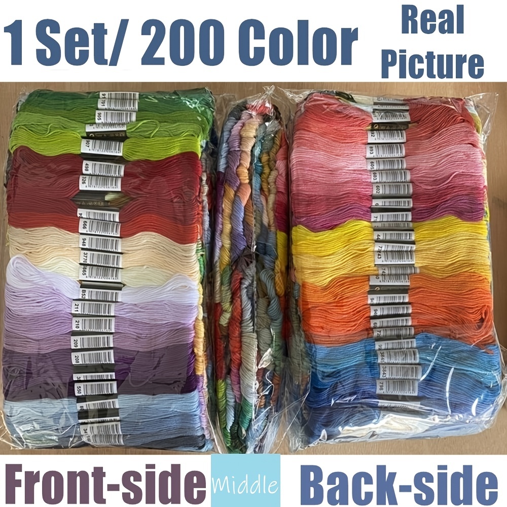 262 Pack Embroidery Thread Floss Set Including 200 Colors 8 M/Pcs Cross Stitch Sewing Thread with Floss Bins and 62 Pcs Cross Stitch Tool,4-Tier