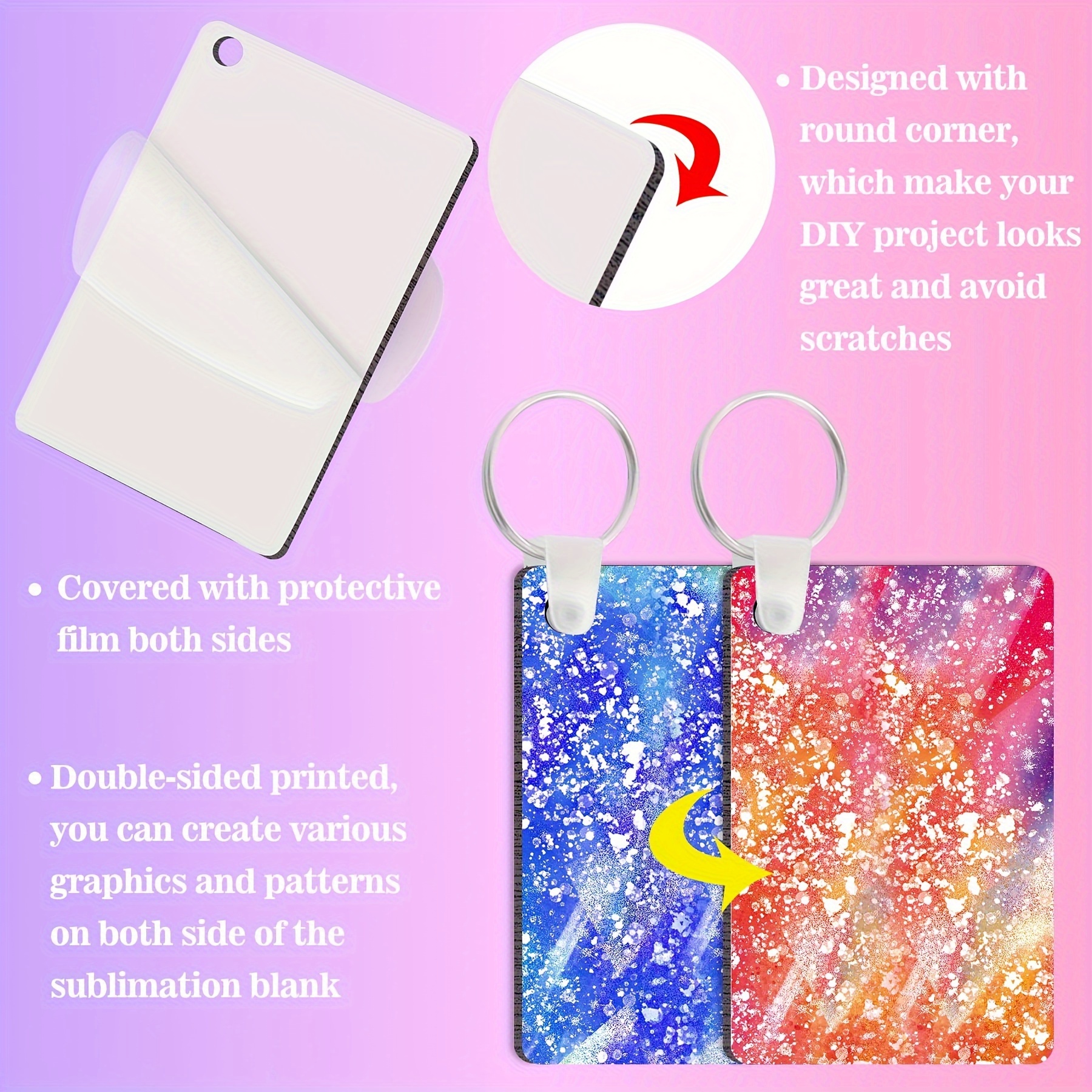 90PCS Circular Sublimation Keychain Blank Double-sided Heat Transfer MDF  Blank Plate Keyring For Sublimation DIY Keychain Jewelry Luggage Tag Making