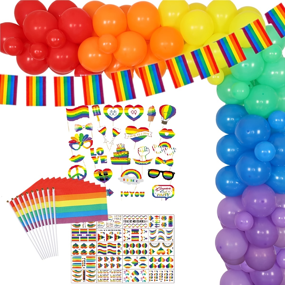 Rainbow Balloon Garland Arch Kit With Balloon Glue Ribbons - Temu