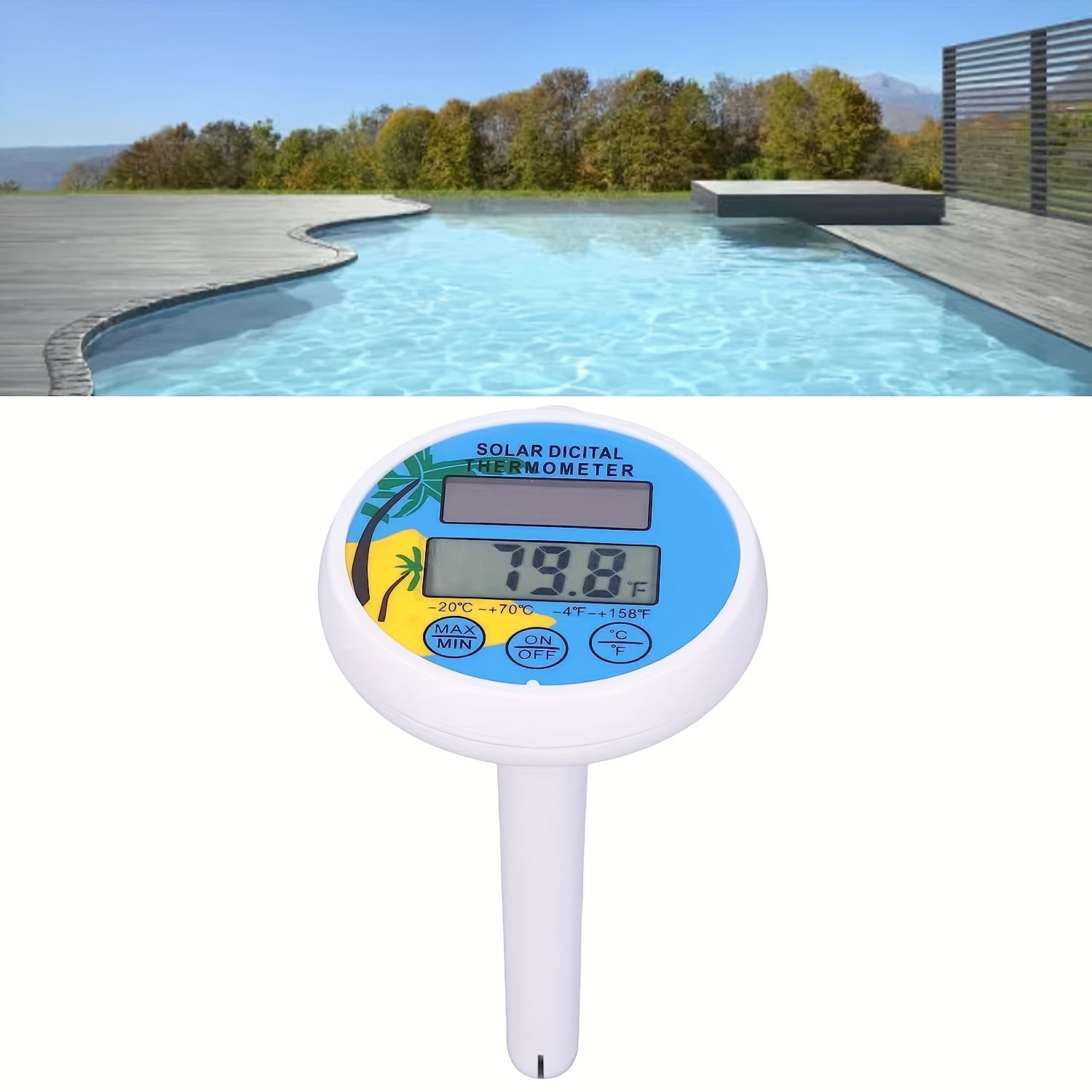 Pool Thermometer Solar Powered Floating Pool Water Temperature