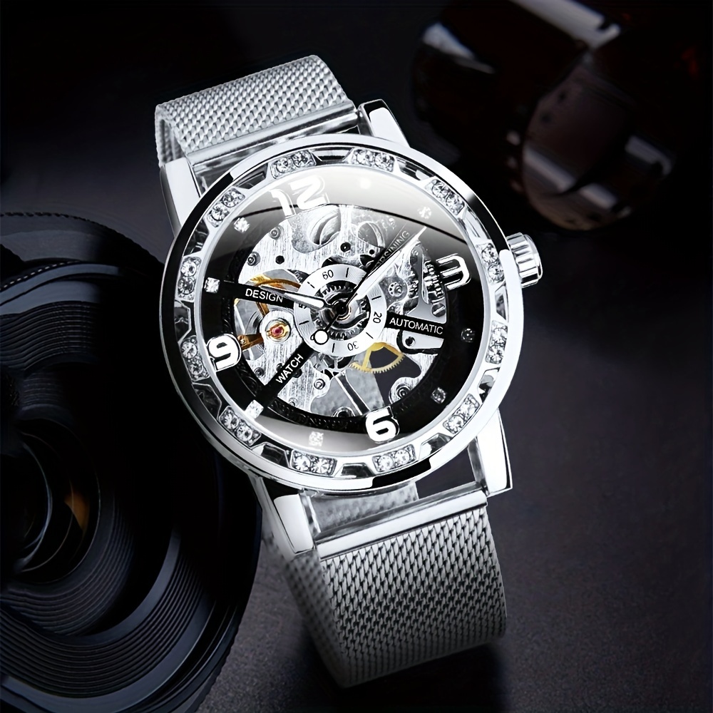 Skeleton watch rhinestone timepiece hot sale