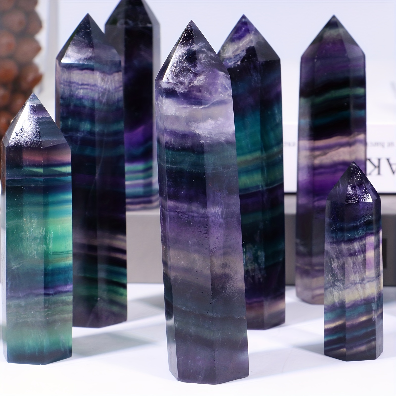 Tour de baguette en cristal de quartz, bijou d'obélisque en fluorite  arc-en-ciel naturel Poli - Hauteur : 70 mm - Largeur : 10 mm- 300 g - (5) -  Catawiki