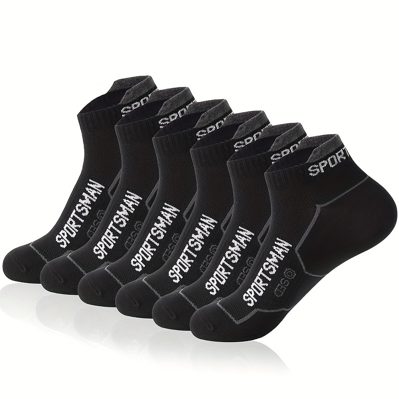 

6pairs Men's Casual Thin Sweat-absorbing Comfortable Striped Low Cut Athletic Ankle Socks For Summer