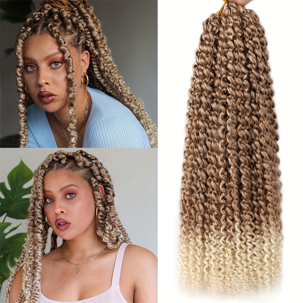 20 24 Inch Pink Crochet Hair Goddess Bohemian Box Braids Curly Ends  Synthetic Hook Braids Extensions Ombre Blonde For Women Kids