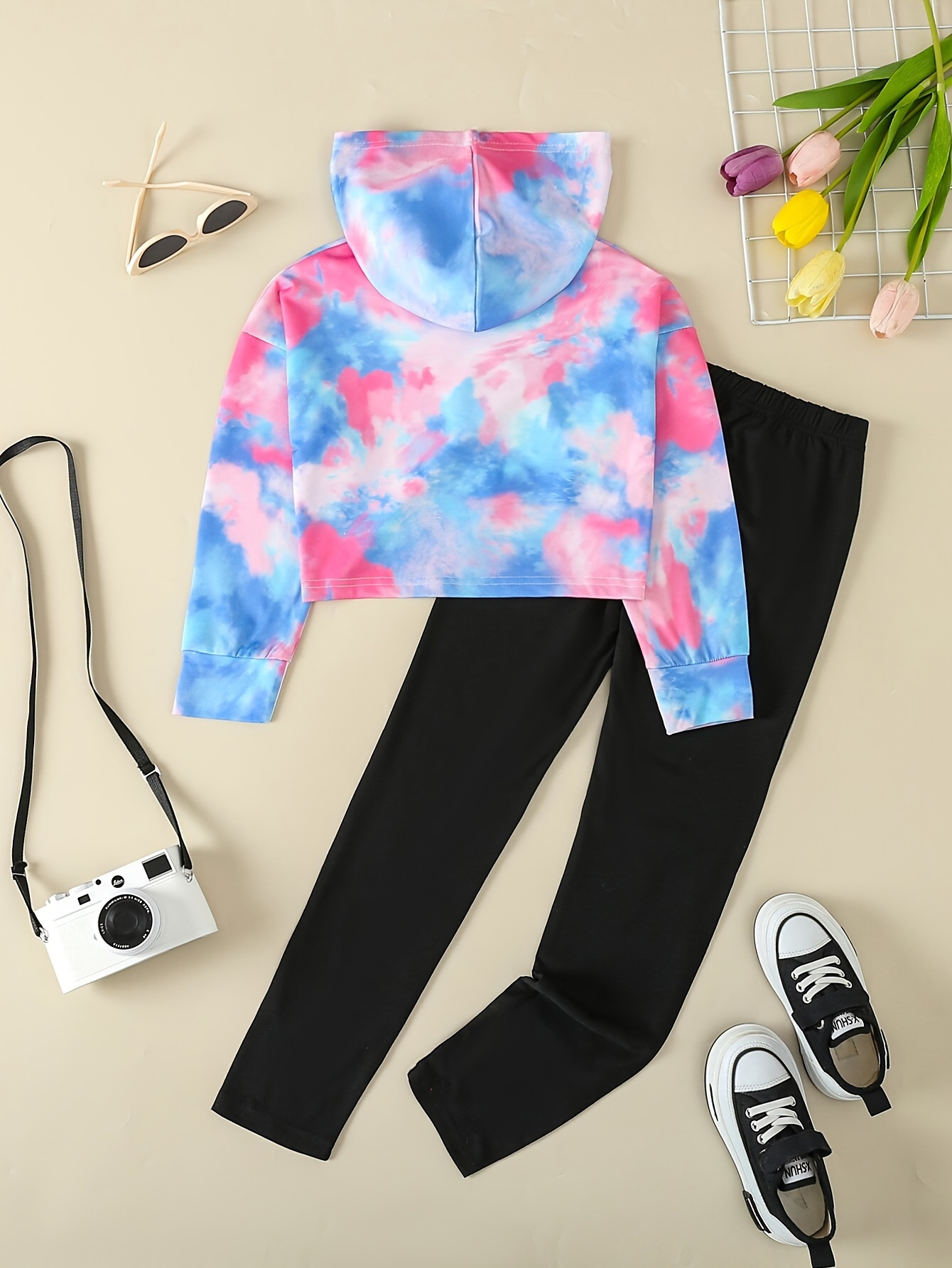 Tie Dye Hoodies Pants Set Girls Spring Fall Everyday Temu