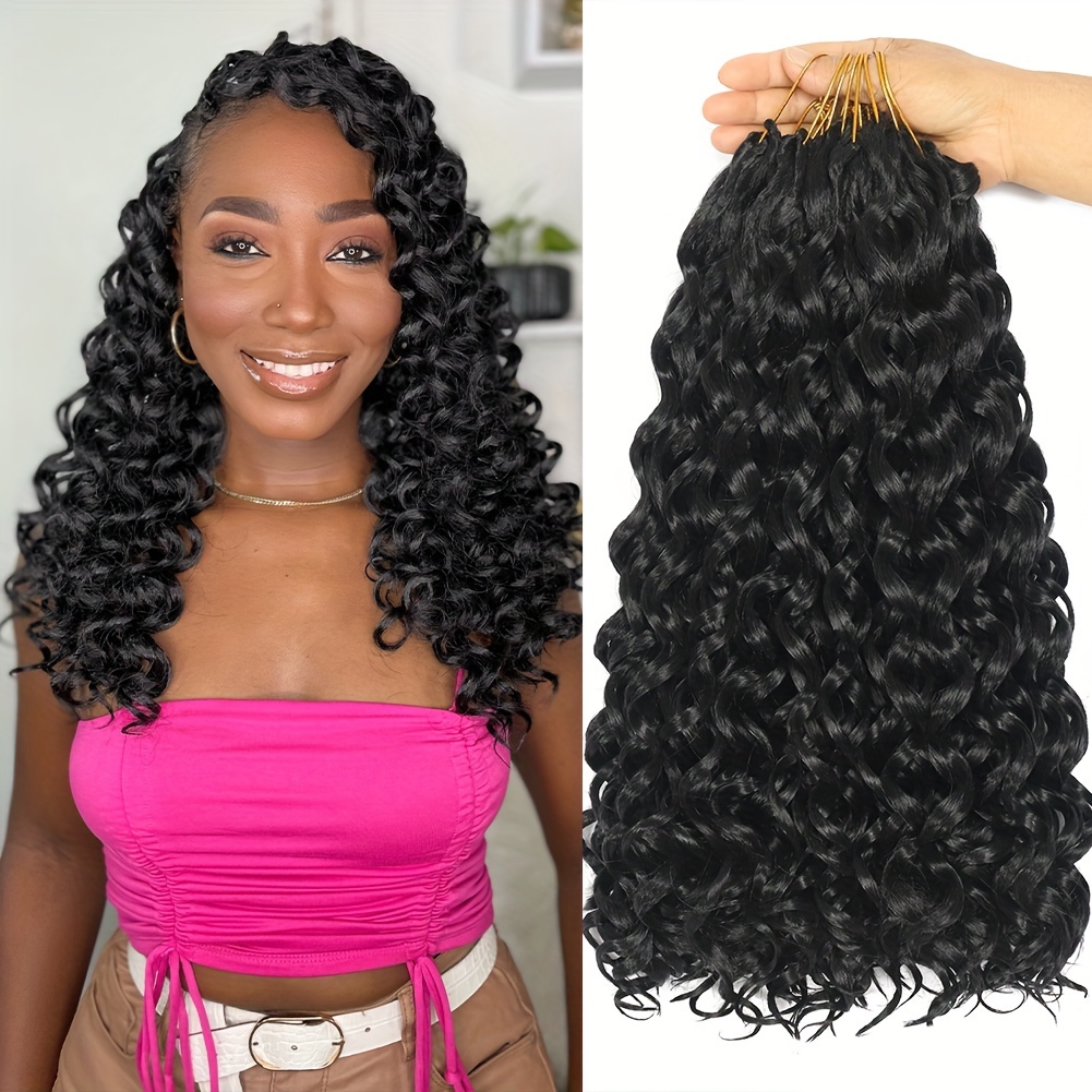  8 Packs Curly Crochet Hair GoGo Curl Crochet hair for Women  Natural Black Deep Wave Braiding hair,Synthetic Bohemian Crochet Braid  Water Wave Crochet hair Extensions(18inch, 1B) : Beauty & Personal