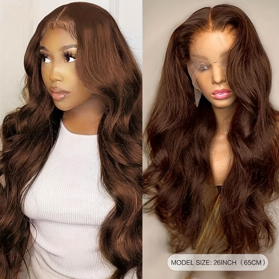 180 Density Chocolate Brown 13x4 Lace Front Human Hair Wig Temu