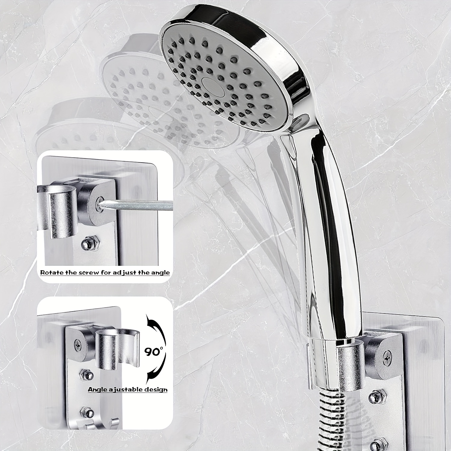 Shower Holder Metal Shower Head Hook Punch Free Aluminum - Temu