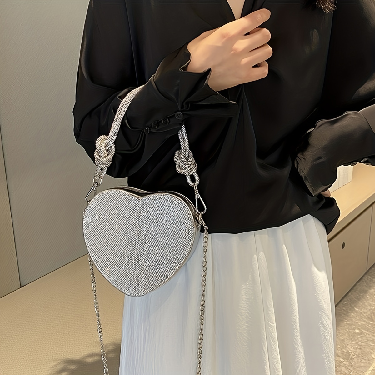 Shiny Wedding Clutch Handbag for Women Girls Glitter Shoulder Bag