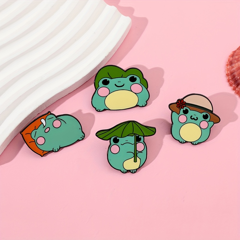 Cute Frog Enamel Brooch Pin Set Cartoon Animal Pins Creative Lapel Pins  Frog Enamel Pin Brooch for Backpacks Hats Bags