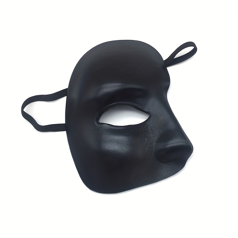 Sleek Phantom Black Plastic Mask (One-Size) - 1 Pc - Ideal for Costumes &  Parties