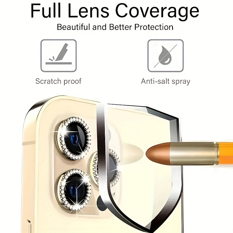 Golden Artificial Diamond Camera Len Protector Good - Temu