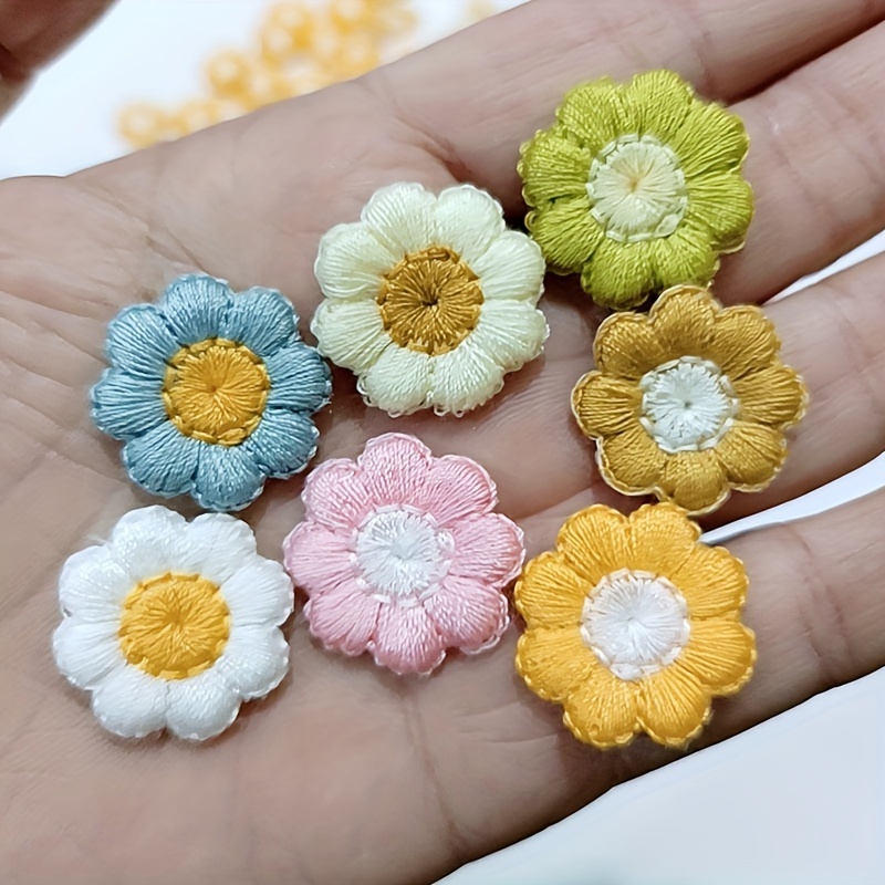 10PCS Embroidery Daisy Sunflower Flowers Sew Iron On Patch Badges Daisy Bag  Hat Jeans Clothes Applique DIY Crafts