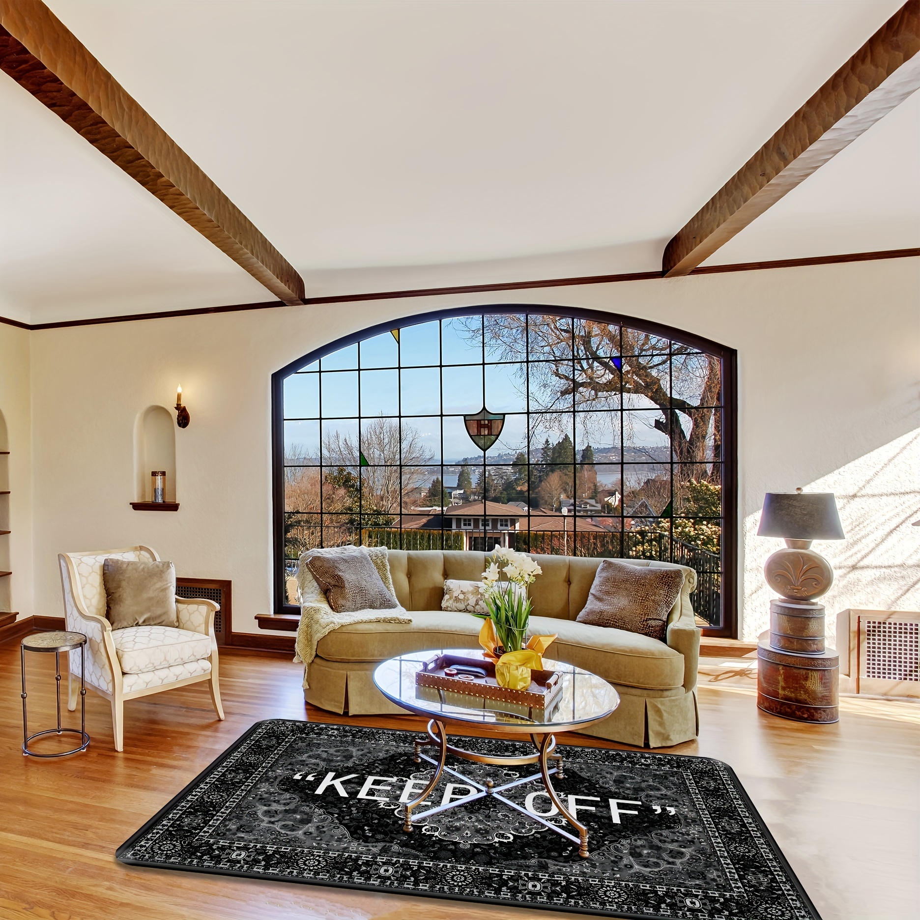 Keep Off Area Rug Black White Rug Stay Away Living Room Rug - Temu