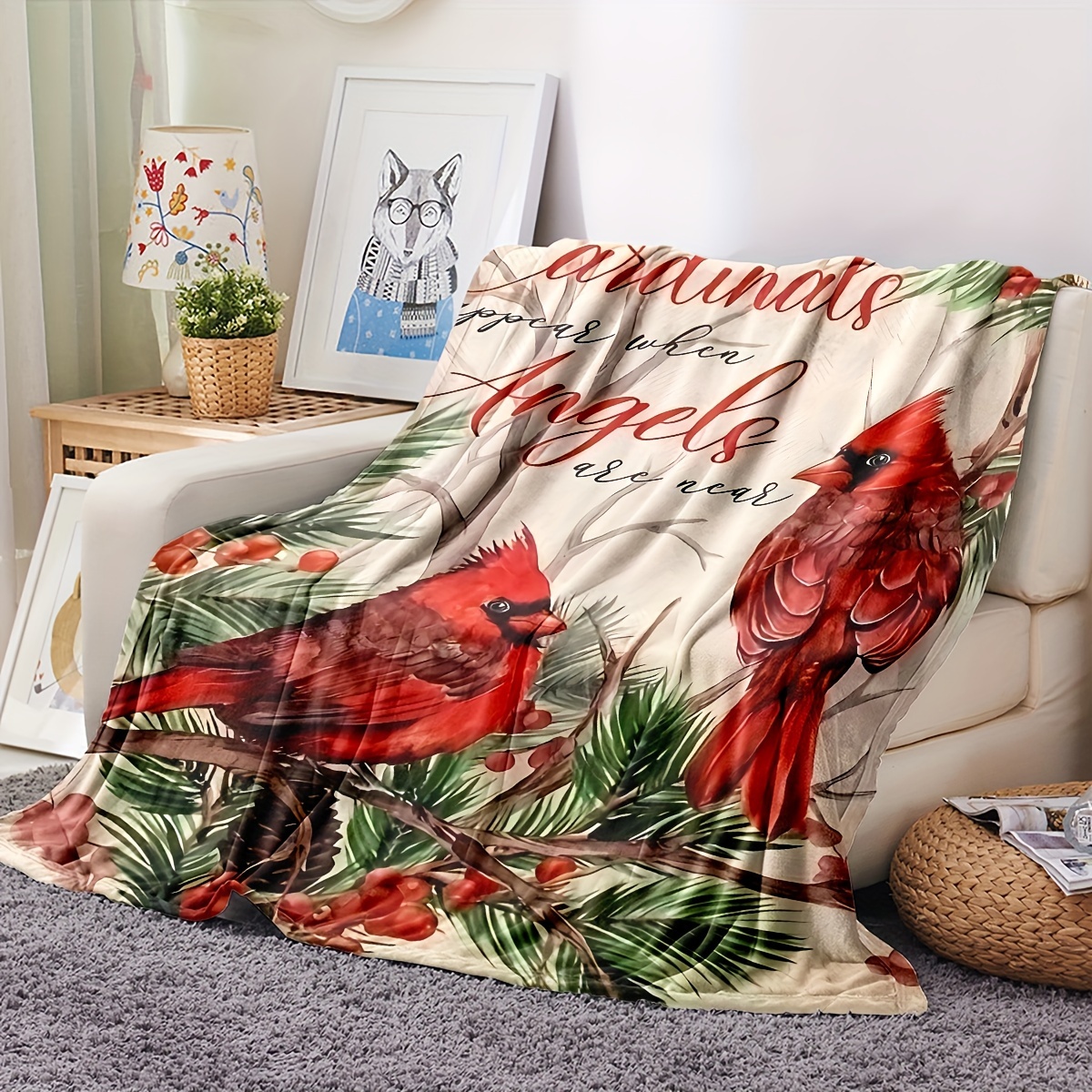 Red bird throw online blanket