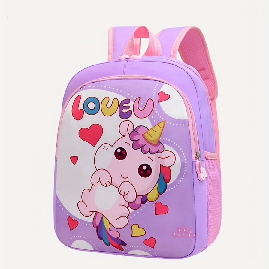 Kids Unicorn Print Backpack Waterproof Lightweight Schoolbag