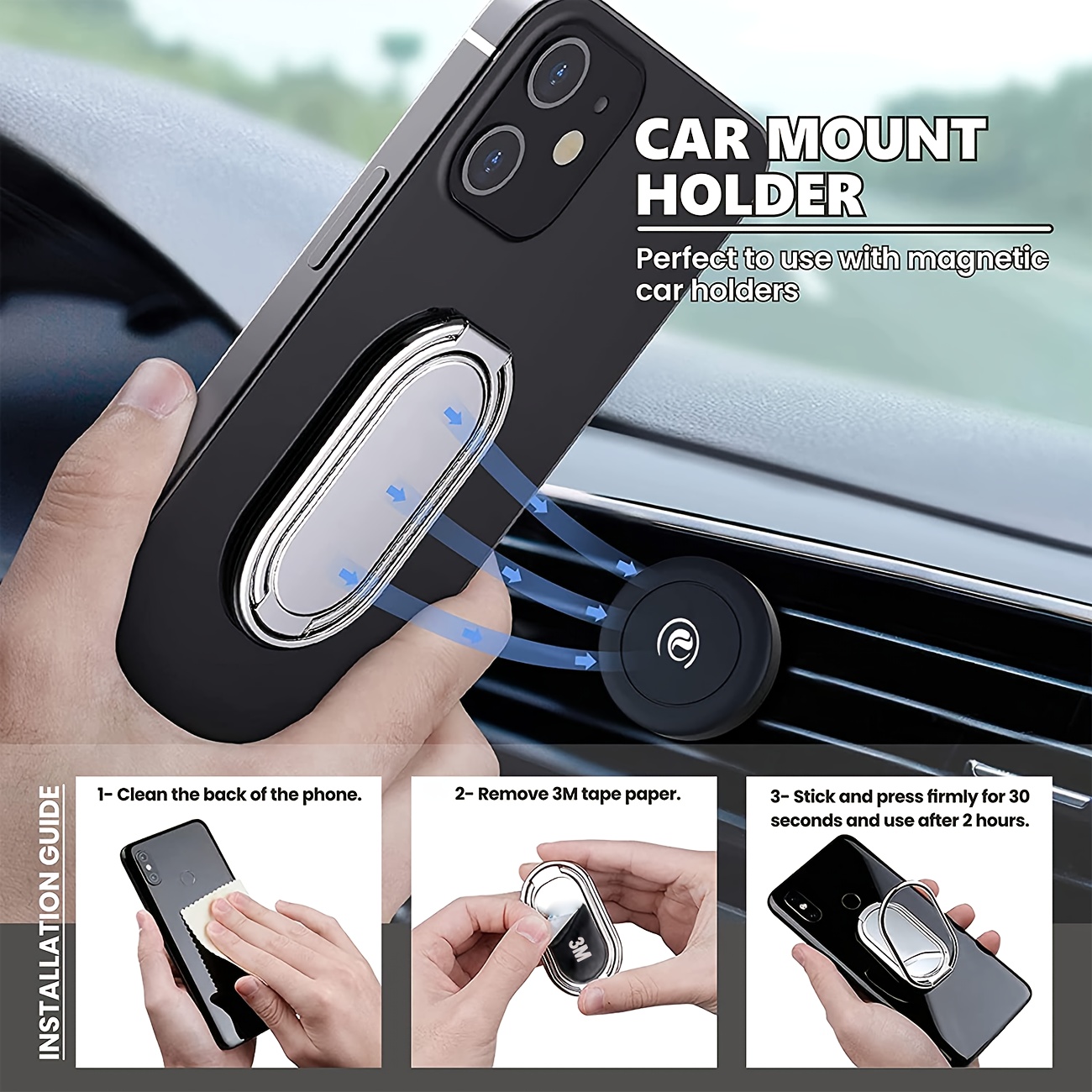 Baseus Car Phone Holder Thin Invisible Phone Ring Holder For Mobile Phone  Metal Finger Ring Holder Stand for Phone Holder