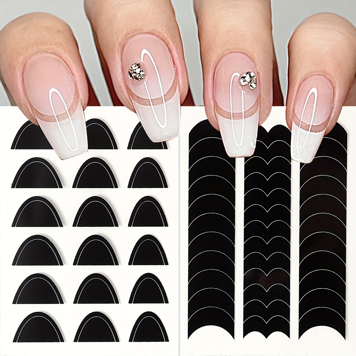  French Tip Nail Stickers 6 Sheets French Nail Art