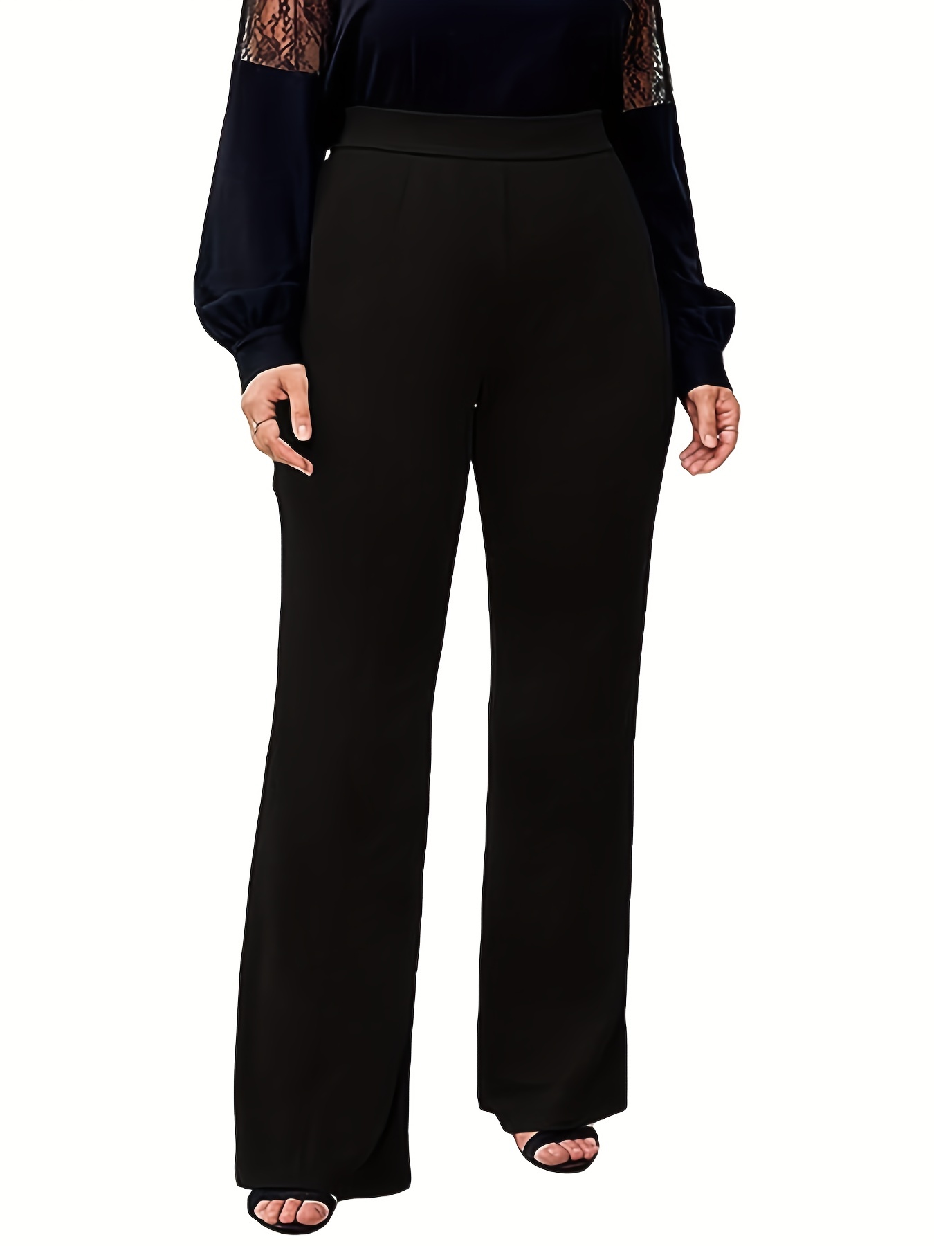  Women Wide Leg Pants High Waisted Straight Leg Pants Button  Down Casual Pants with Multiple Pockets Business Work Trousers Elastic  Waist Palazzo Pants Winter Plus Size Hiking Pants A-Black : Clothing