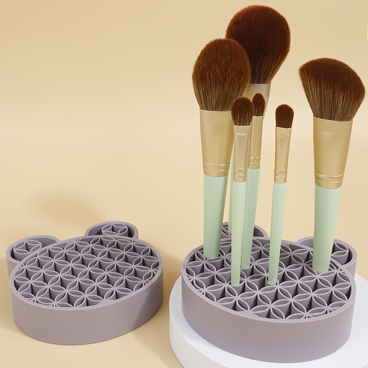 Silicone Makeup Brush Holder Cosmetic Organizer Drying Rack Shelf