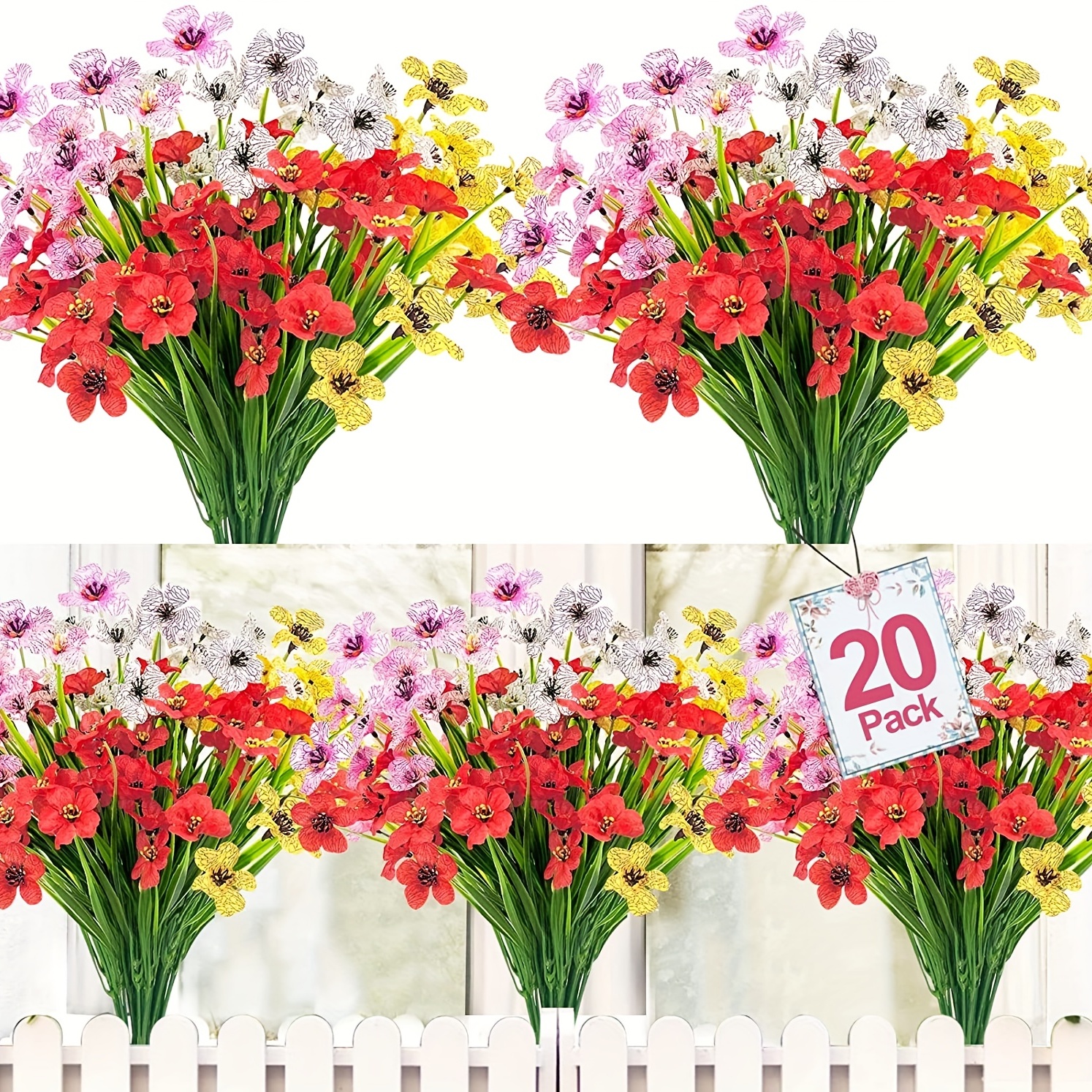 

20 Bundles Orchid Artificial Flowers For Outdoors Uv Resistant Outdoor Flowers, Fake Flowers Outside Faux Flowers Plastic Fake Plant For Planters Home Garden Summer Decor, Room Decor, Home Decor