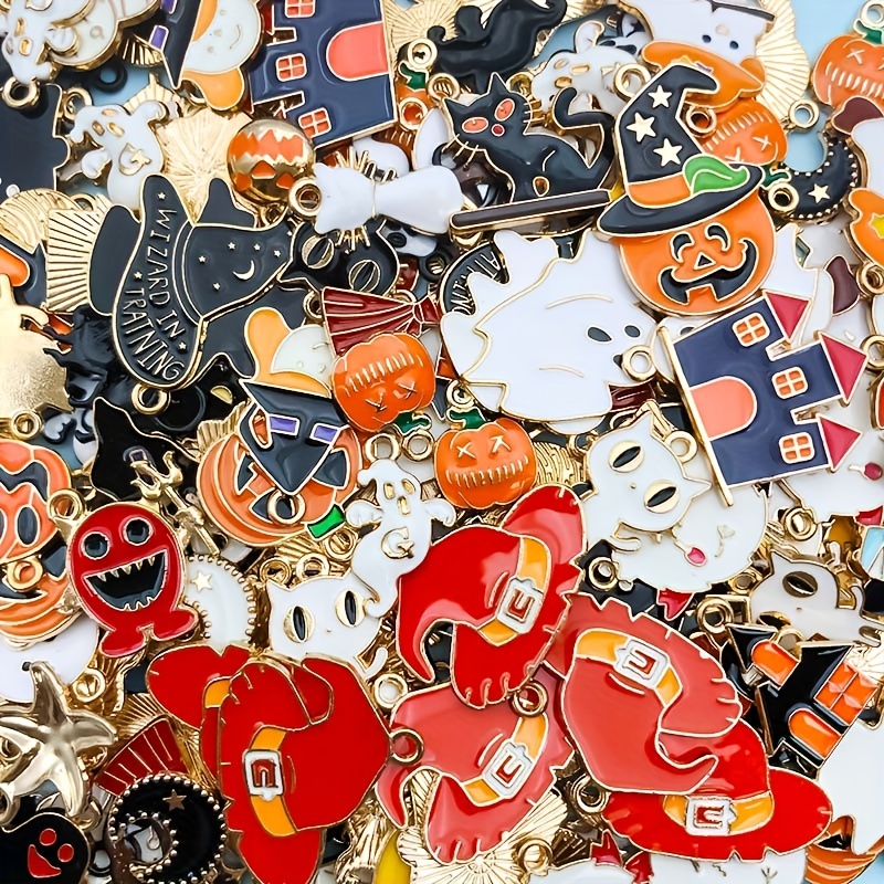 275Pcs Halloween Enamel Gold Charms for Jewelry Making, Novelty Charms