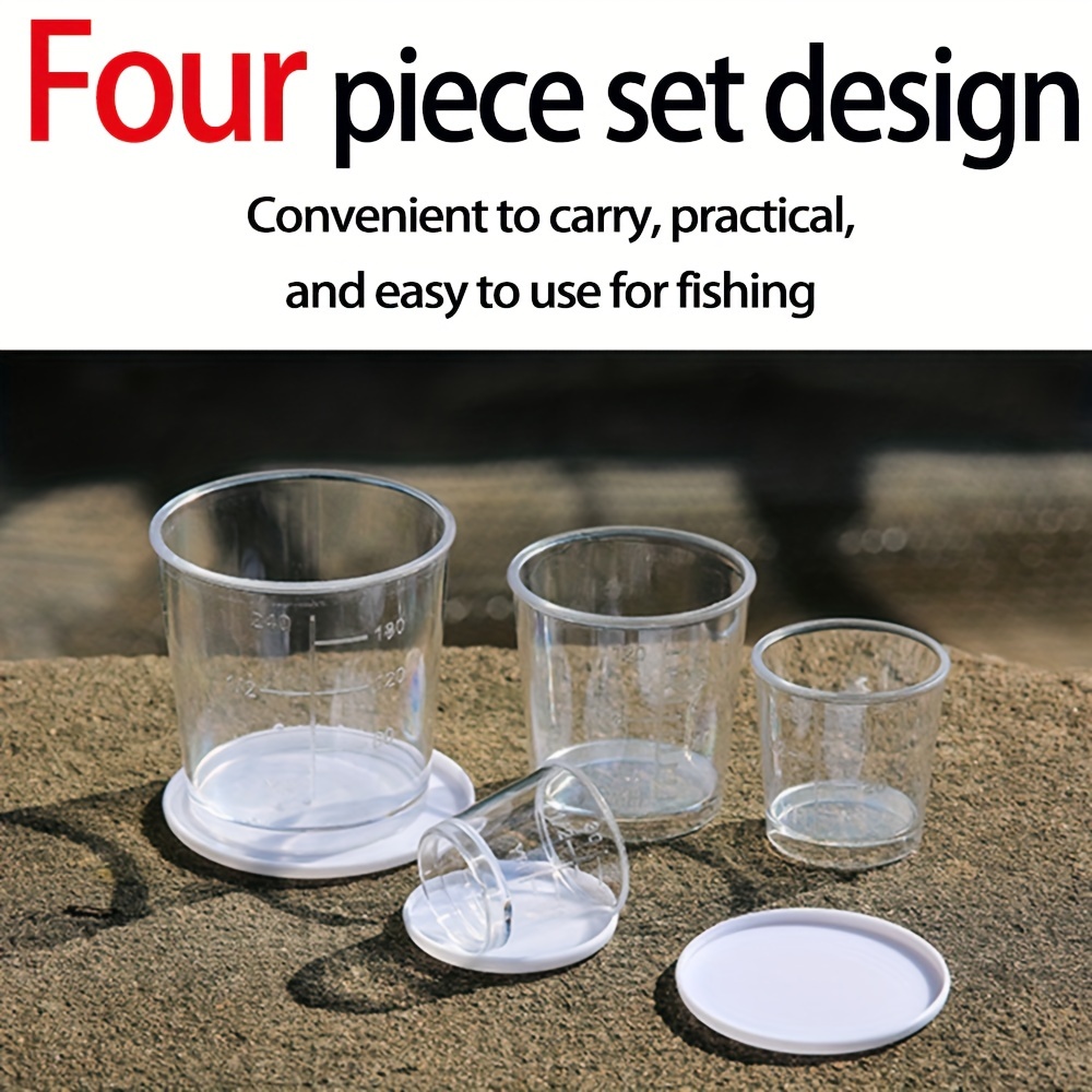 Fishing Bait Scale Cups With 3 Lids Transparent Fishing - Temu
