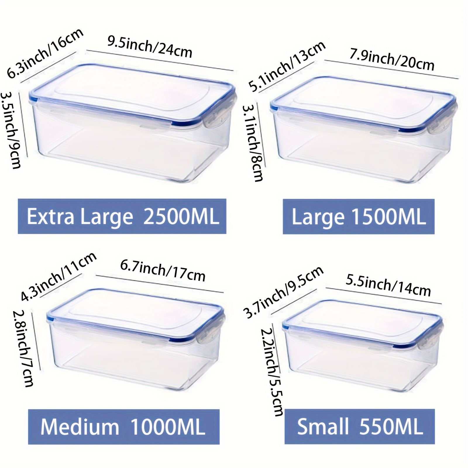 1pc Small Plastic Food Storage Container Rectangular Airtight Box