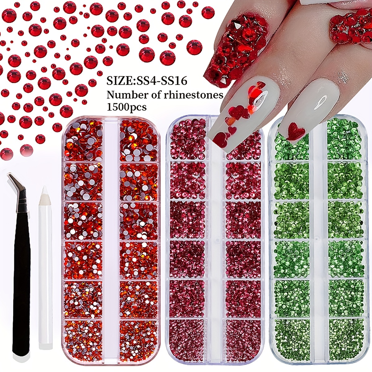 10pcs Christmas Red Heart Nail Charms Nail Art Accessories Nail Art  Supplies For Women And Girls