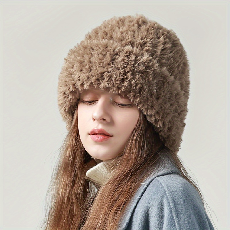 Chapeau bob dhiver en fausse fourrure pour femme - Esthétique - Motif  mignon et moelleux - Chaud - Tendance - En peluche dou