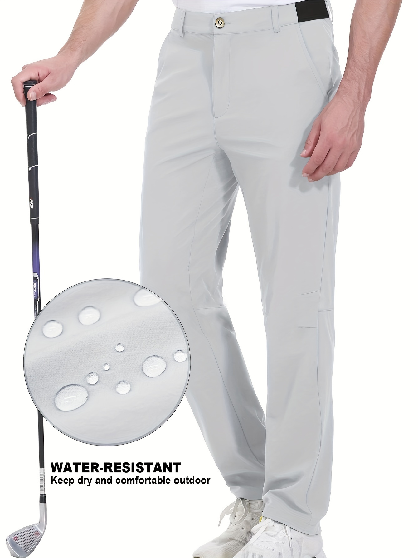 Men's Golf Pants Men's Solid Waterproof Stretch - Temu