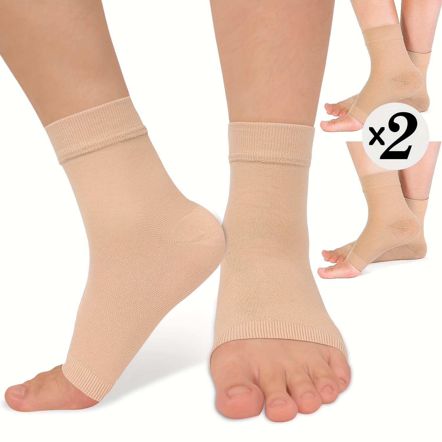 

2 Pairs Ankle Brace Compression Sleeve Open Toe Сompression Socks For Women Men