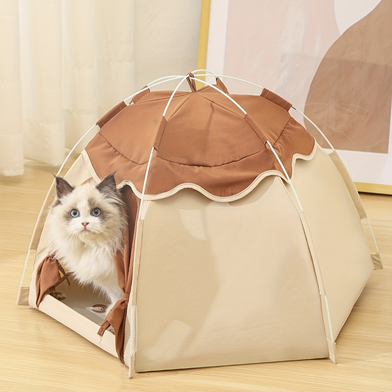 pet tent house summer breathable cat tent cat kennel removable and washable cat tent mat accessories details 4