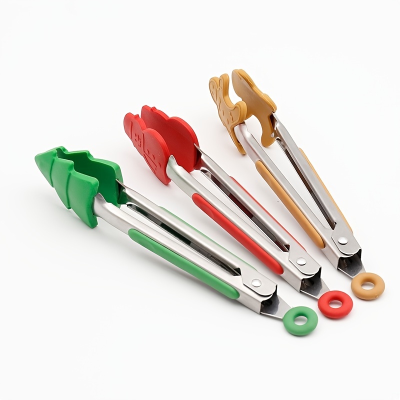 Non slip Christmas Theme Silicone Tongs With Stainless Steel - Temu