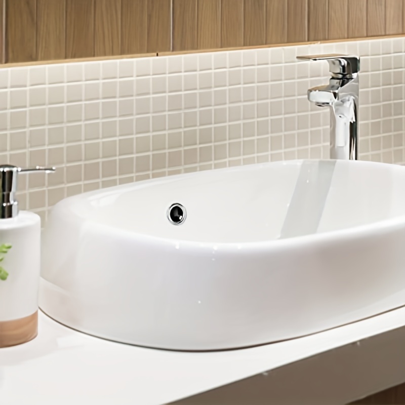 Fregadero sanitario para baño, embellecedor de lavabo de cerámica, inserto  de latón en orificio, tapones redondos de cobre (negro), 1 pieza Jardín