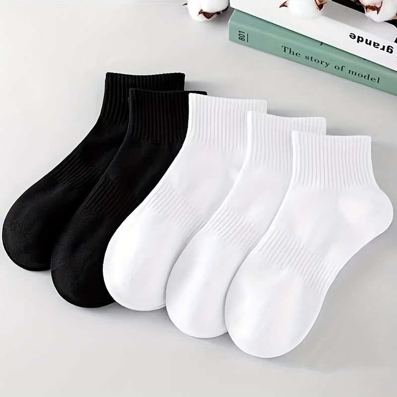 

5pairs Unisex Solid Low Cut Socks, Summer Comfortable Breathable Soft Quarter Socks For Workout, Casual Walking, Running, Sports, Women Men's Socks & Hosiery
