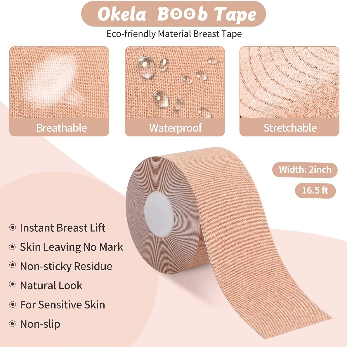 2pcs Tape Breast Lift Tape For Large Breast, Breathable Breast Athletic  Tape