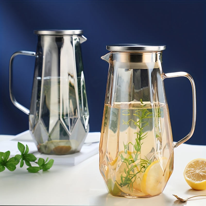 Glacier Glass Pitcher With Lid, Heat Resistant Heavy Duty Water Pitcher,  Drink Carafe, For Hot And Cold Beverges, Drinkware - Temu