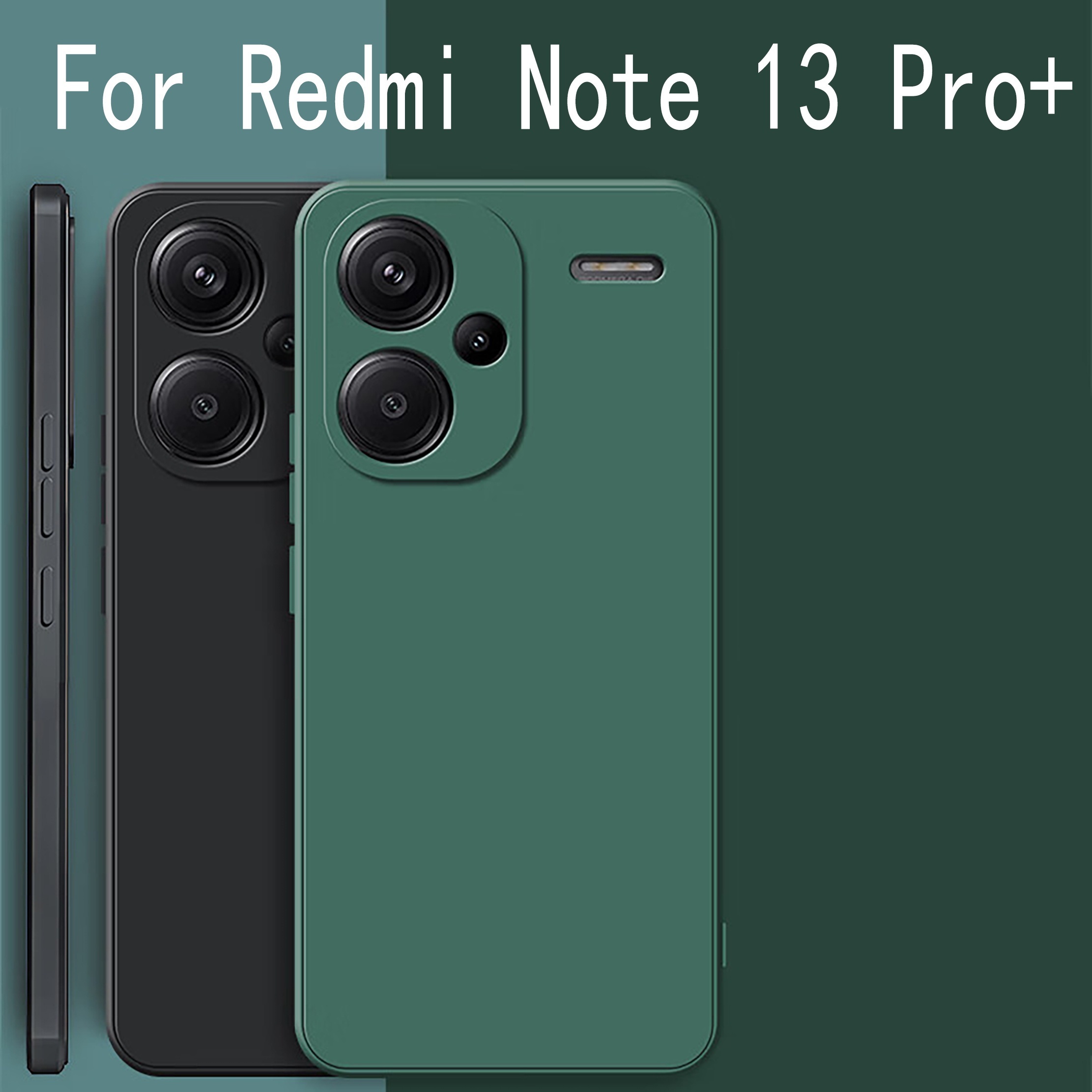 Compatible con Redmi Note 13 Pro Funda de silicona líquida verde oscuro,  suave al tacto Xiaomi Redmi Note 13 Pro 0.18 oz Funda de silicona a prueba  de