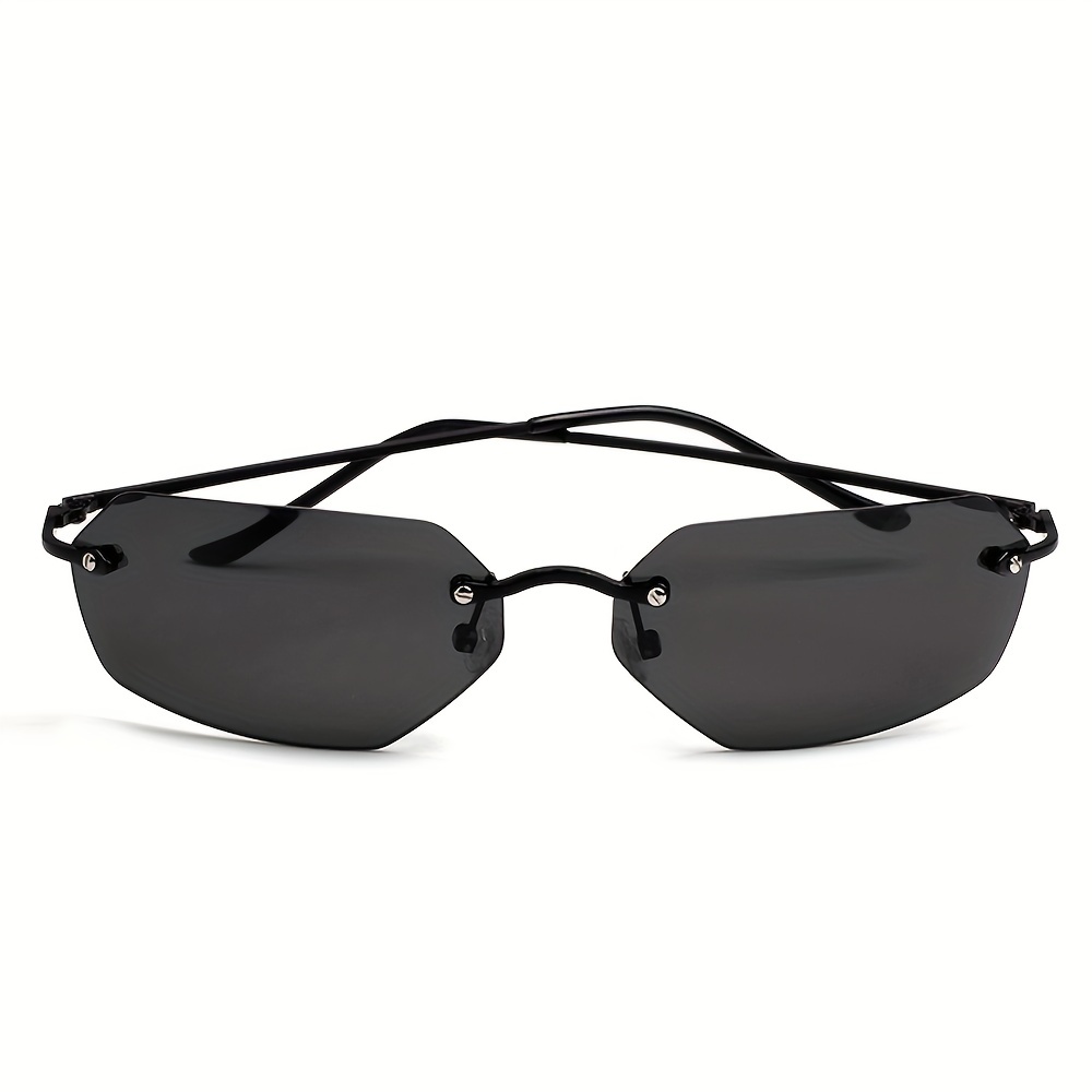Black Titanium Mens Polarized Rimless Sunglasses - Temu