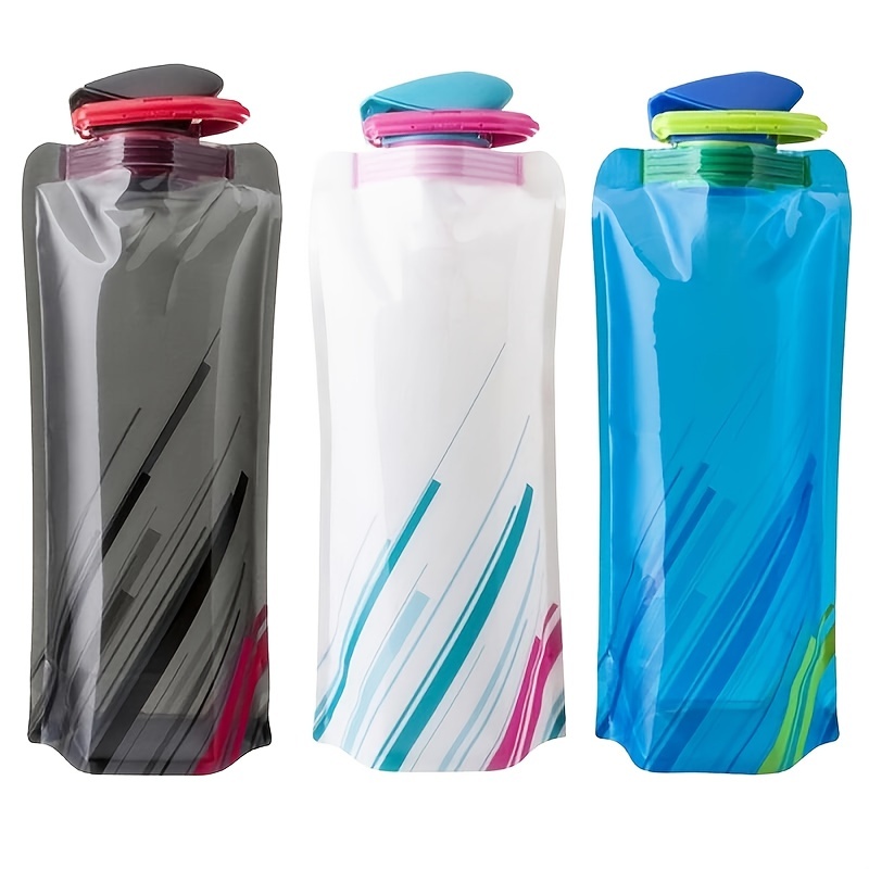 4pcs faltbare Wasserflasche 700ml tragbare zusammenklappbare Wassertasche  wiederverwendbare weiche Flasche Wasserbeutel für Outdoor-Sportarten  Wandern Reisen Radfahren