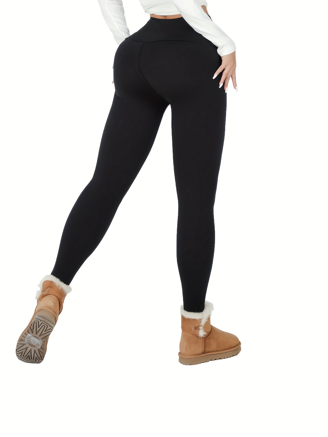 JOYSPELS Women's Fleece Lined Thermal Leggings with Pockets, High