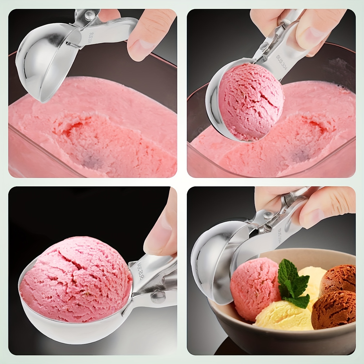 Premium Ice Cream Scoop Stainless Steel Ice Cream Scooper With