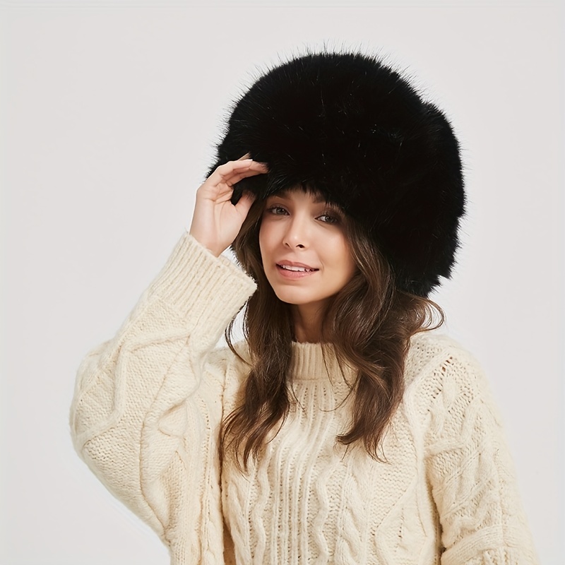 Womens Fox Fur Hat Russian Ushanka Trapper Hat Winter Warm Cossack Ski Cap