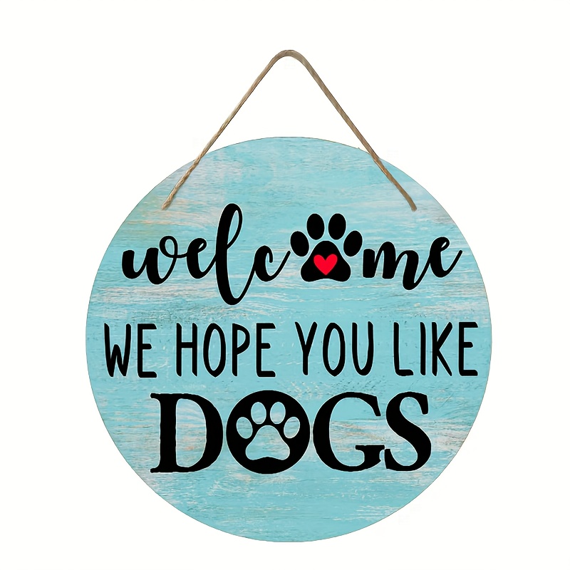 Willkommensschild Für Haustür – „Crazy Dogs Live Here Do Not Knock“, Holz, 28 X 28 Cm, Rustikal