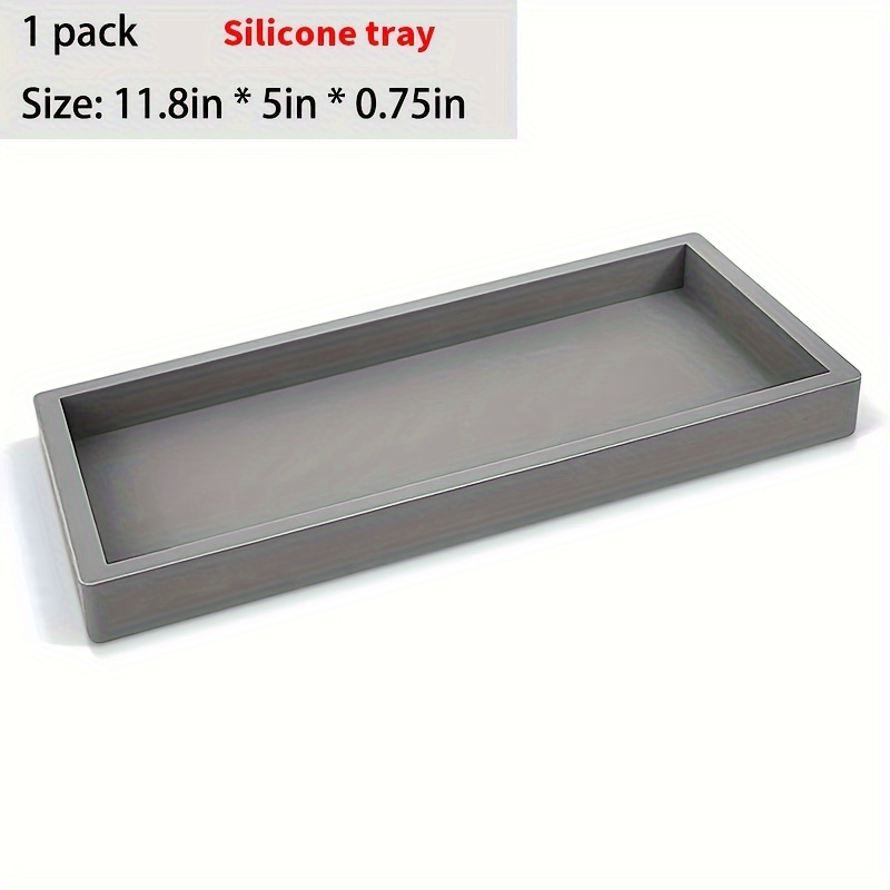 11.8IN Rectangular Vanity Tray, Silicone Bathroom Tray for Counter, Toilet  Tank