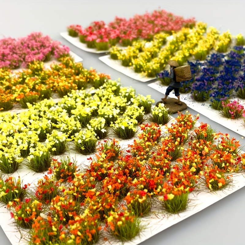 Warmtree 40 pcs flower cluster flower vegetation groups grass tufts  miniature static scenery model for diy